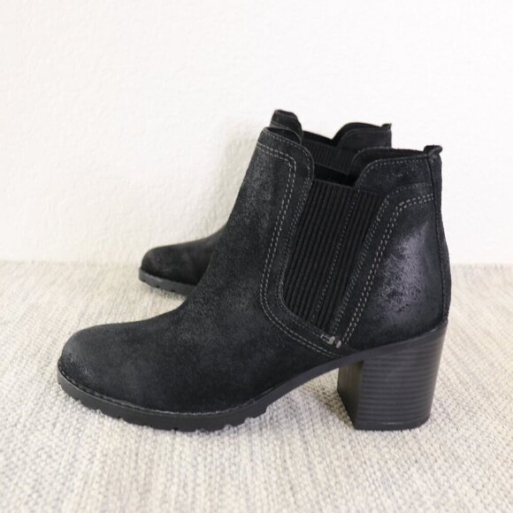 Clarks Leda Up Black Suede Ankle Boots Women’s Size 10 Chunky Block Heel - Picture 10 of 15